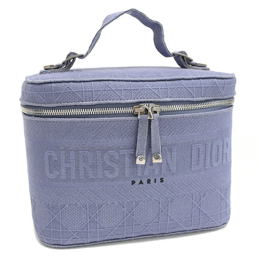 Christian Dior Lady Lite Vanity Handbag Clutch Embroidered Blue